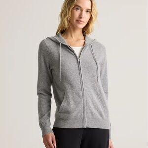 Quince Mongolian Cashmere Full Zip Hoodie Heather Grey Barely Worn Women's Large